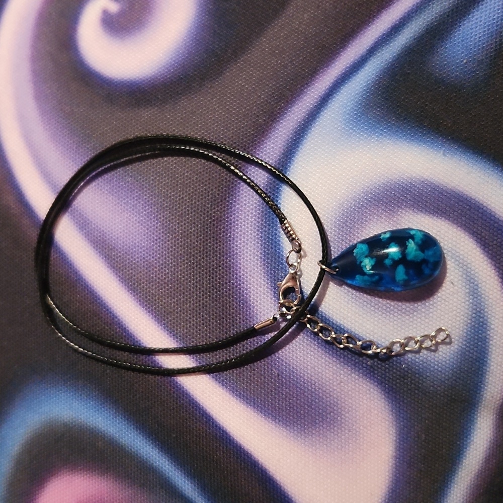 ☁️Blue Sky & White Clouds Teardrop Pendant Necklace.